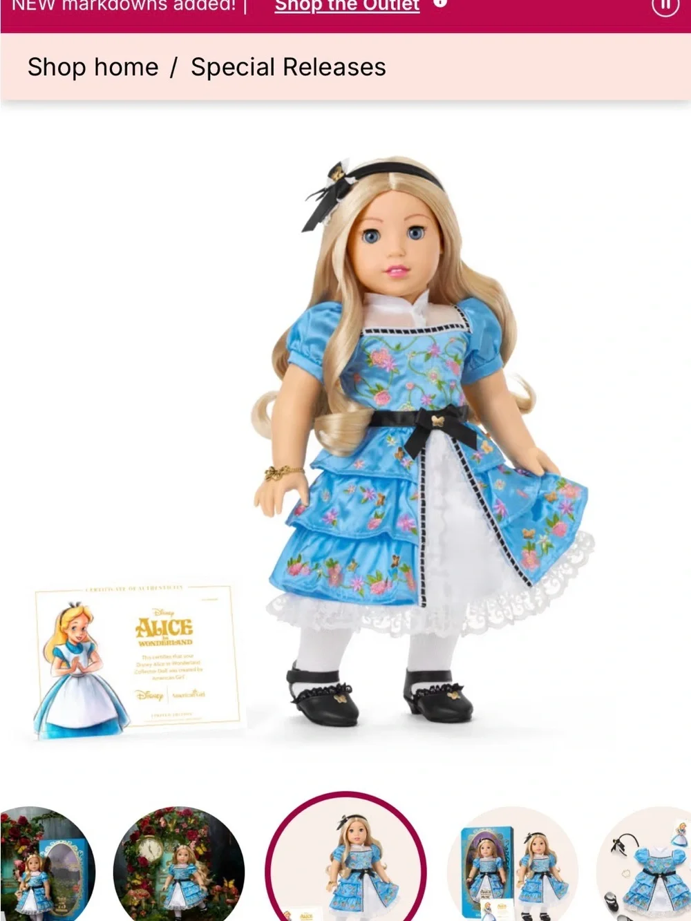 American Girl Alice in Wonderland Collector Series Doll